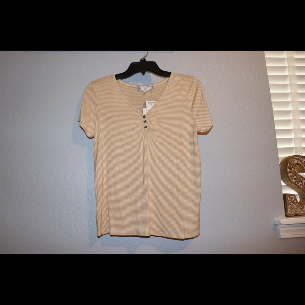 Yellow and white striped shirt